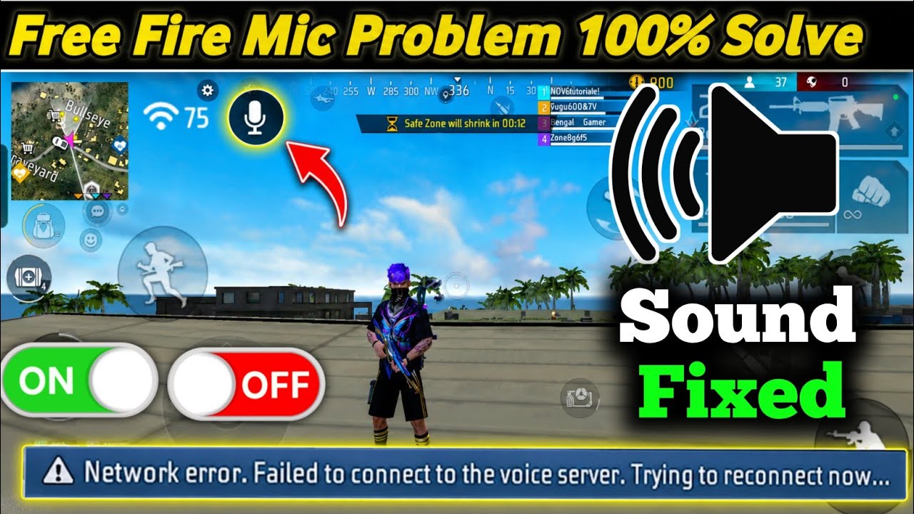 Network error. Failed to connect to the voice server Problem | Free Fire Mic Double Sound problem 