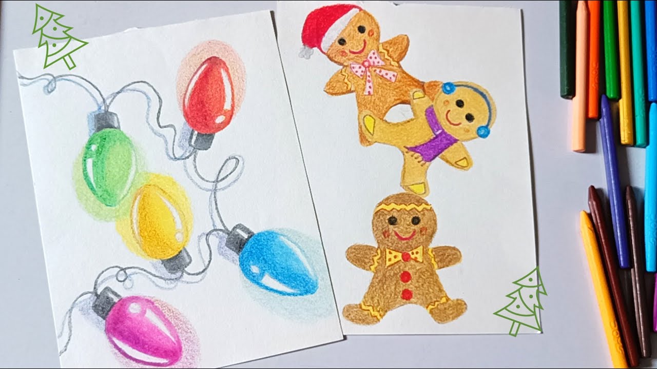 Christmas Greeting Card Drawing using Crayons