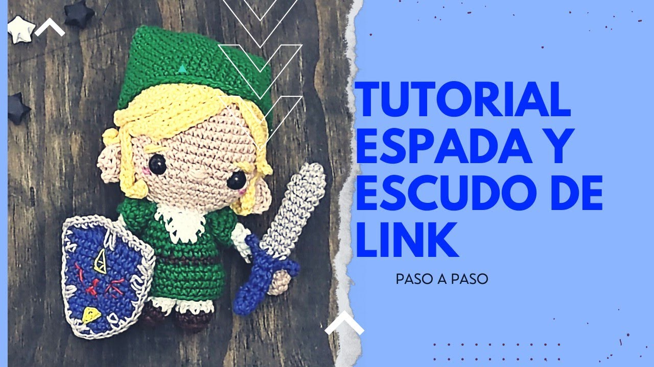 Espada y escudo de Link a crochet, patrón en español. The Legend of Zelda. #zelda #amigurumi