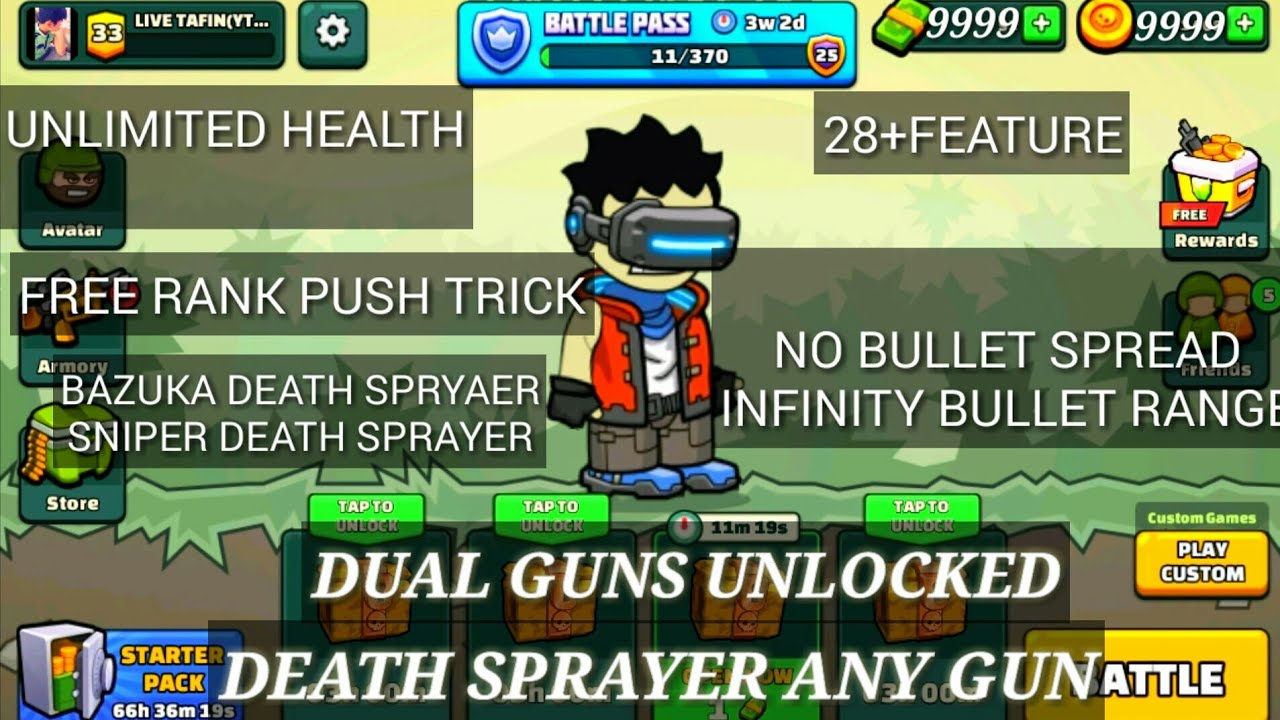 MINI MILITIA LATEST V5.3.4 SPRAYER MOD|ANY GUN DUAL|LIVE TAFIN MODS