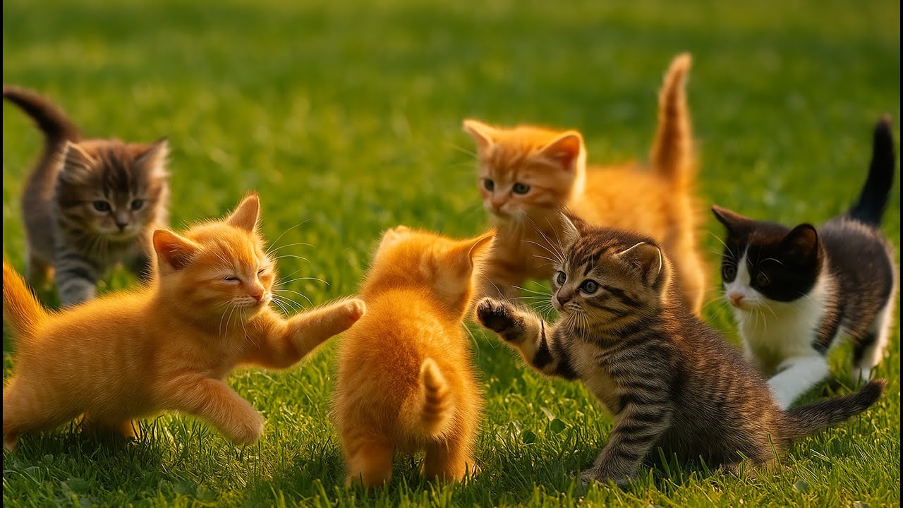 Adorable Kittens Playing on the Grass &ndash; Funny & Cute Cat Videos with Meowing Sounds