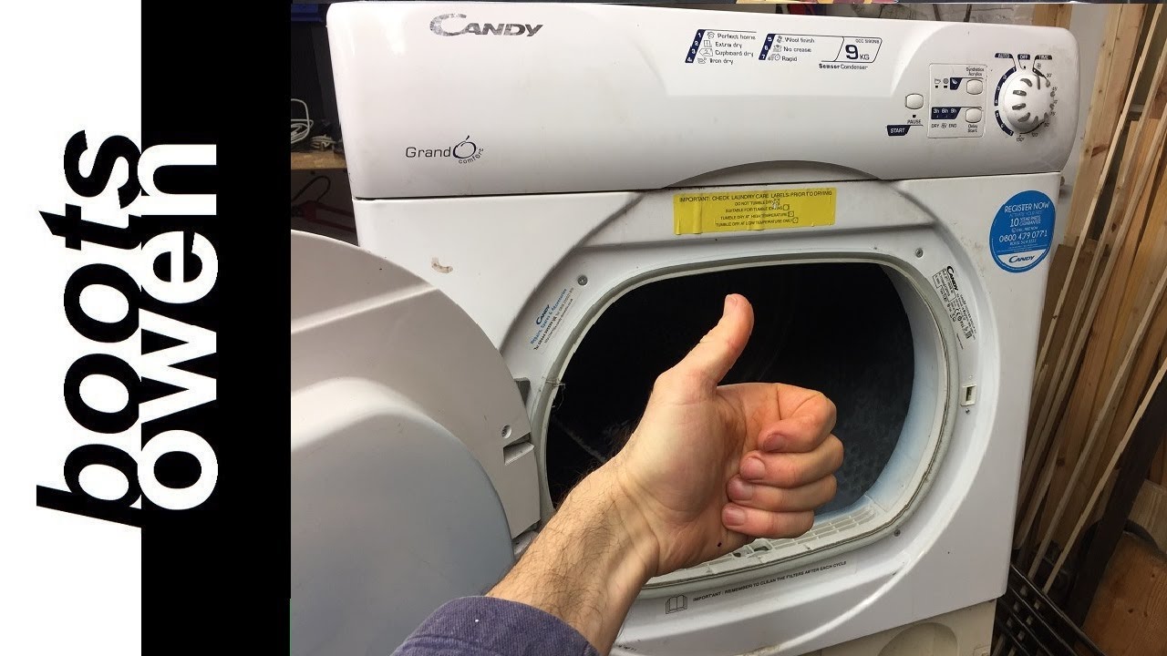 Candy GCC590NB test load condenser tumble dryer with new mini melt fuse