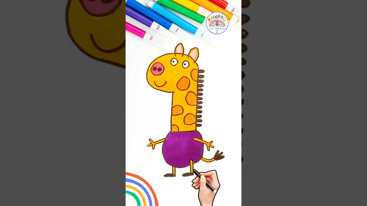 Draw Cute Gerald Giraffe | Draw Gerald Giraffe Tutorial 🌈🐽 #peppapig #shorts #forkids