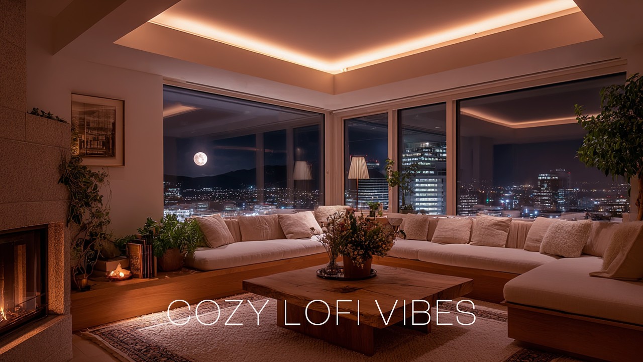 Warm Room Overlooking the City – LoFi Playlist 🌕 | Cozy Background Music for Study & Reading