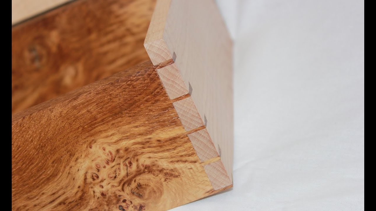 Rippled Sycamore & Pippy Brown Oak Dovetailed Trinket Box - Part 1