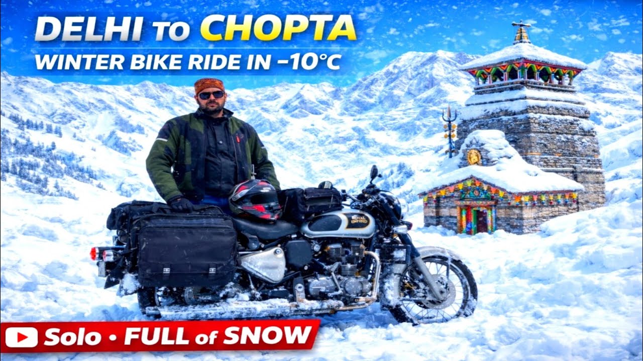 Delhi to Chopta Solo Winter Bike Ride ❄️ | Riding in -10°C Extreme Snow
