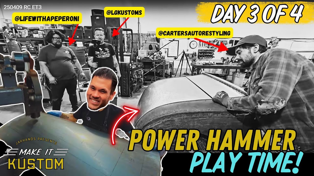 Roadster in 4 Days - Making a TRUNK LID from SCATCH! Homemade POWER HAMMER