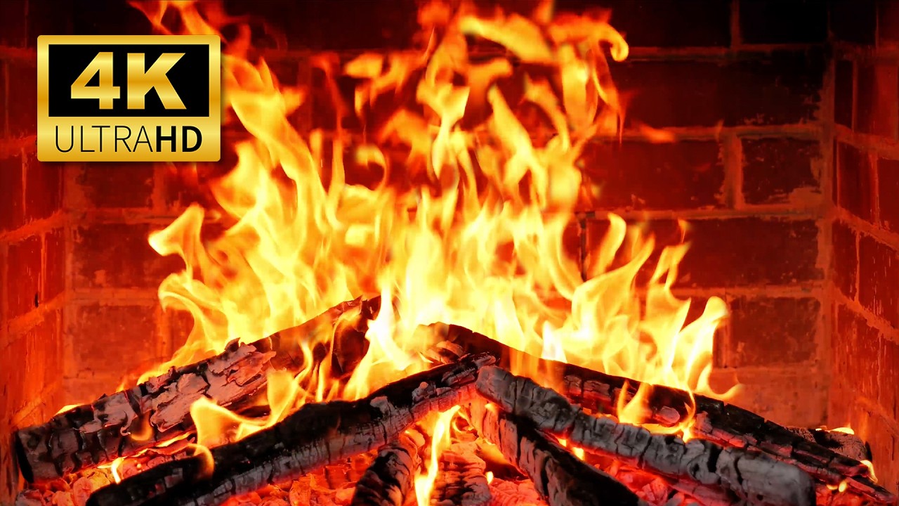 🔥 Winter Fireplace 4K (12 HOURS) | Cozy Fireplace & Crackling Fire Sounds for Sleep, Study & Relax