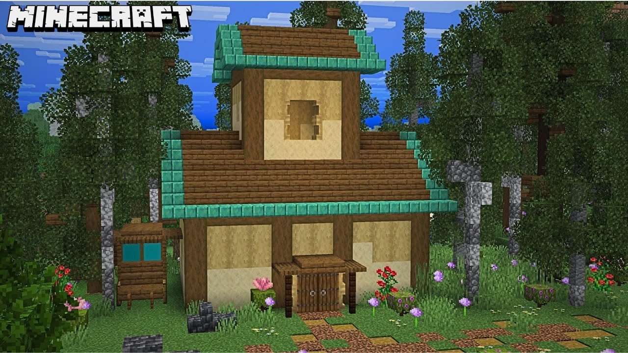 Custom Cozy Forest Expansion with Storage Room Build in Minecraft Survival