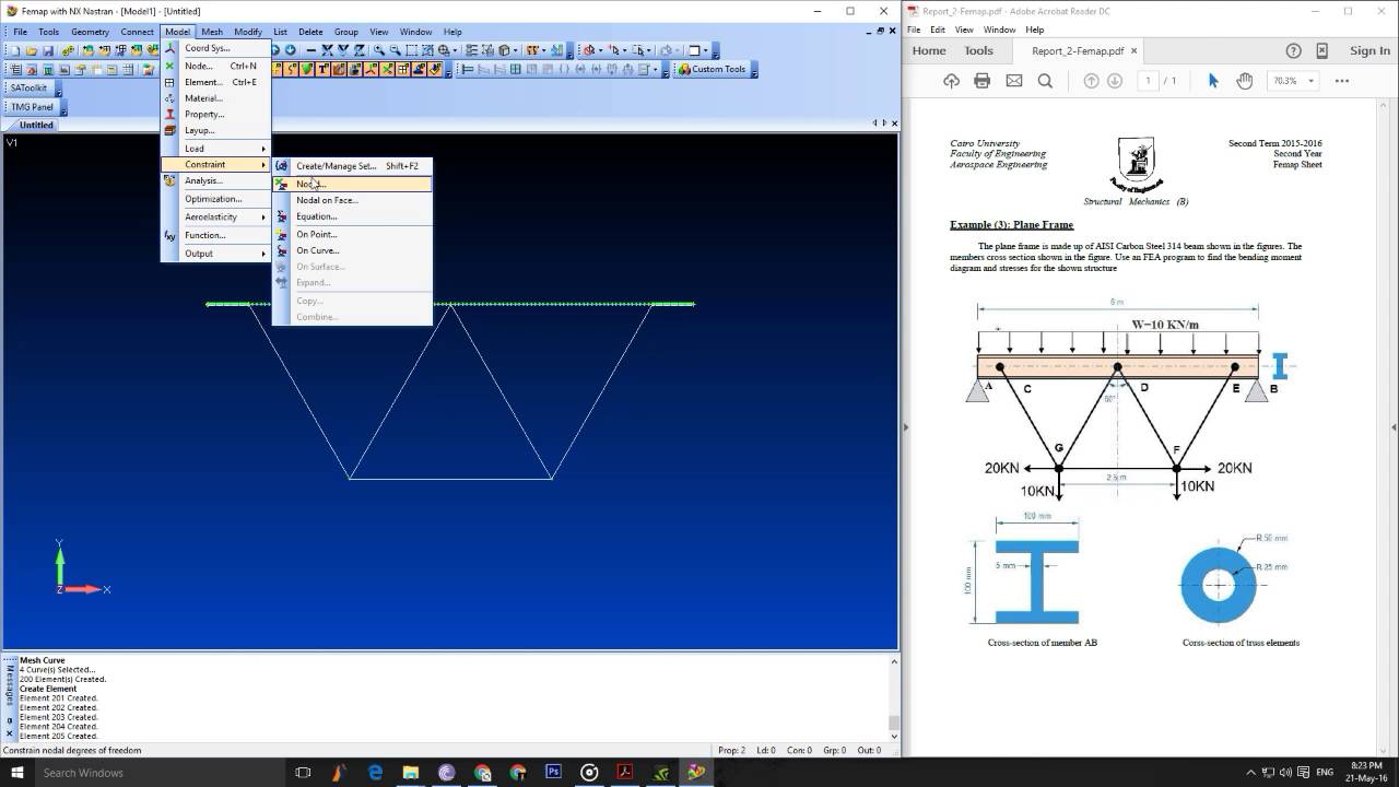 Femap Tutorial 2 - Plane Frame & Truss