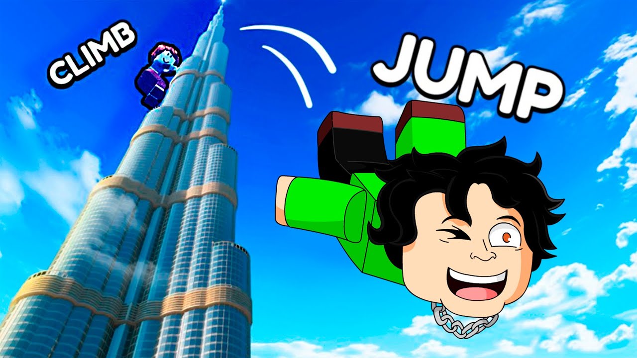 ESCALEI O PRÉDIO MAIS ALTO NO ROBLOX CLIMB AND JUMP