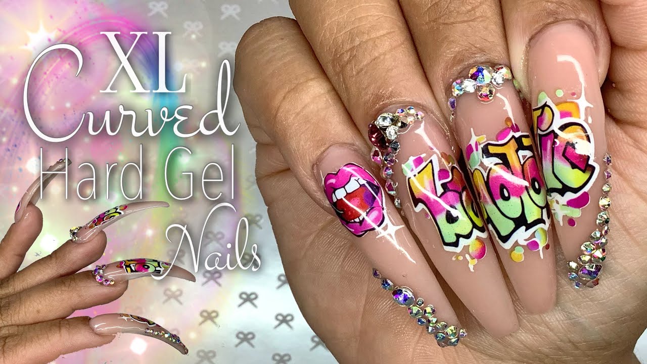 XL Curved Nails | Изогнутые твёрдые гелевые ногти | Baddie Nail Design | Гелевые ногти для наращи...