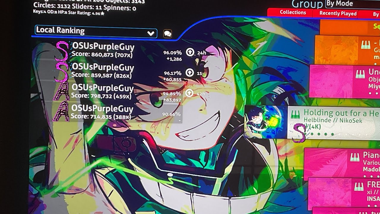 Osu mania Holding out for a Hero S rank