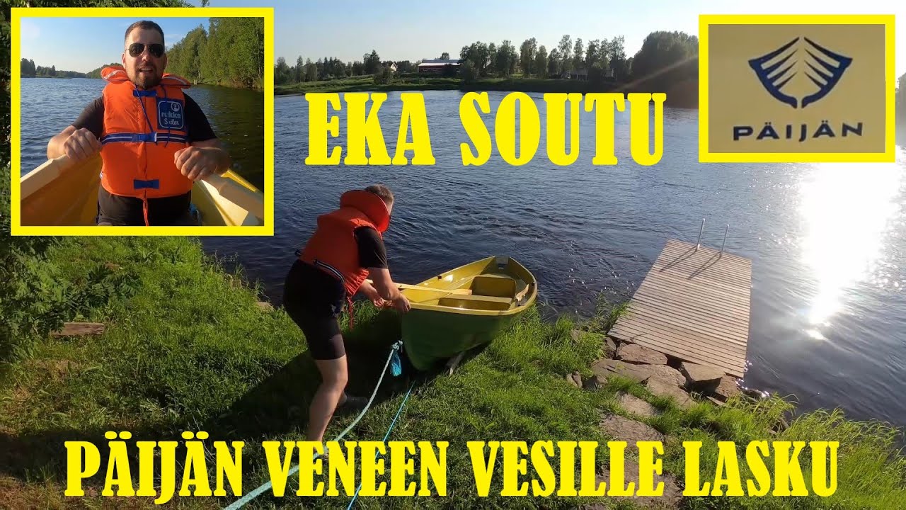 Päijän 471 soutuveneen vesille lasku.