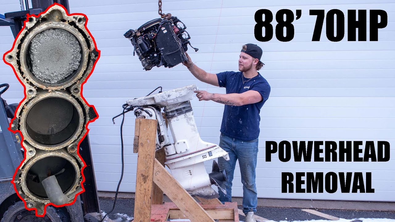 Как снять головку блока цилиндров Johnson/Evinrude 70 л.с. (65 л.с., 70 л.с., 75 л.с., 3 цилиндра)