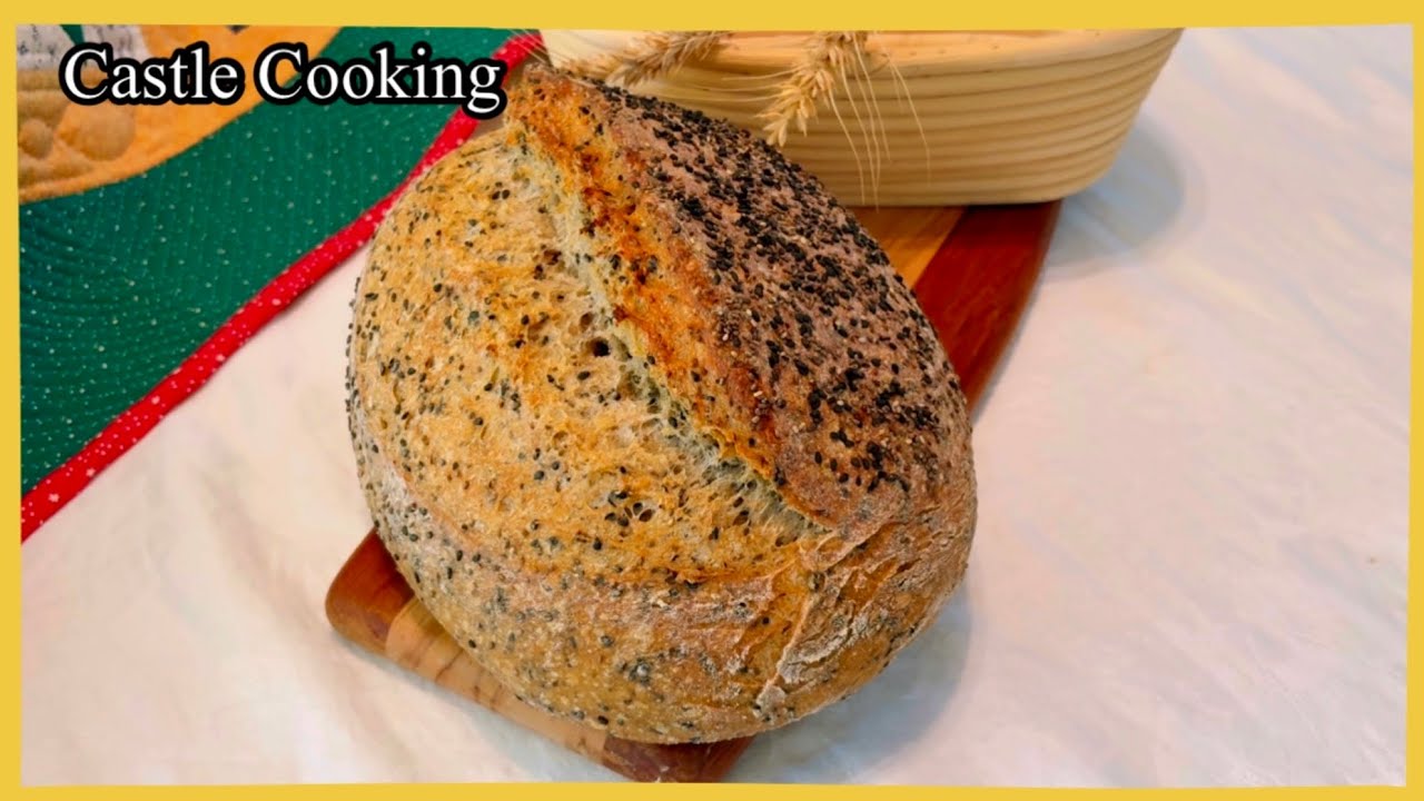 Best Multigrain Sourdough Bread with Black Sesame Seeds and Chia Seeds 잡곡 검정깨 천연발효빵