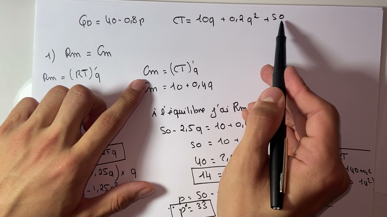 Trouver la quantité et le prix d’équilibre et  calculer le profit en monopole - microéconomie S3