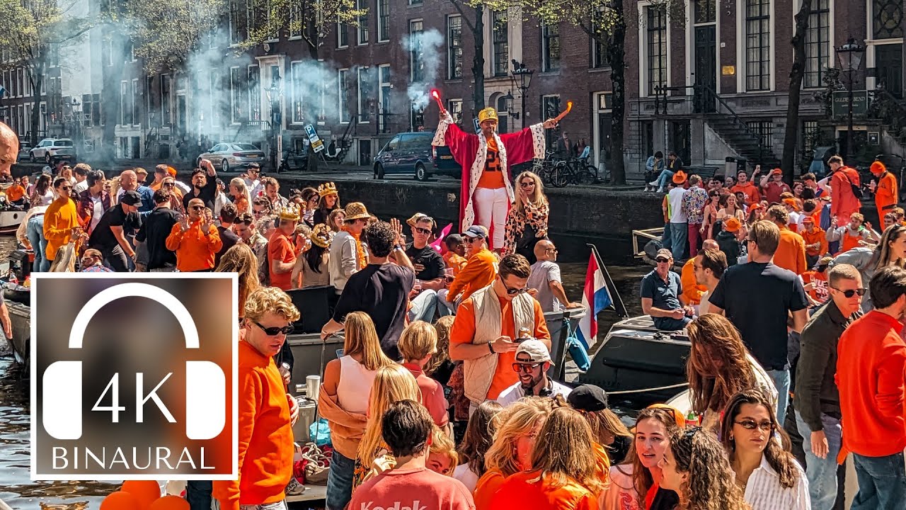 King’s Day Walk Tour in Amsterdam 👑 Orange Army Takeover 🎉 Koningsdag | 4K