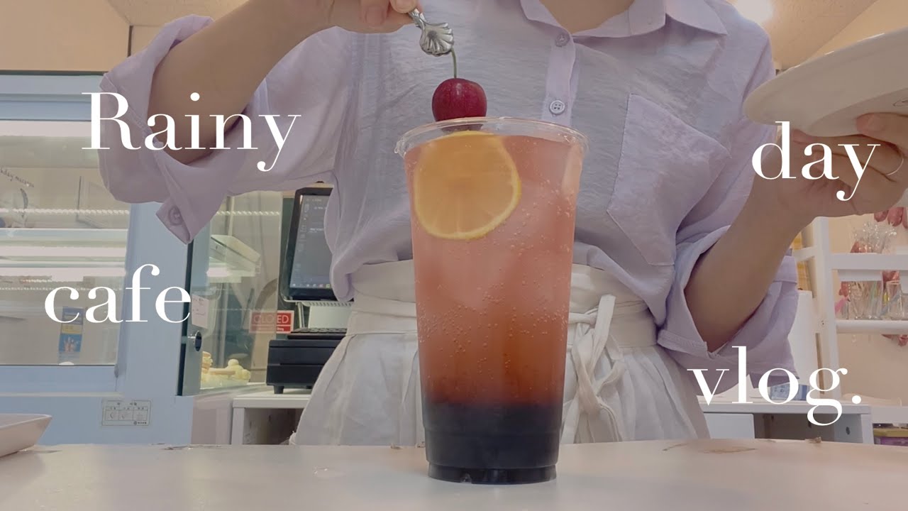 rainy cafe vlog #34 🌧 마카롱카페vlog 🍋곰돌이케이크 만들기 ! ◡̈