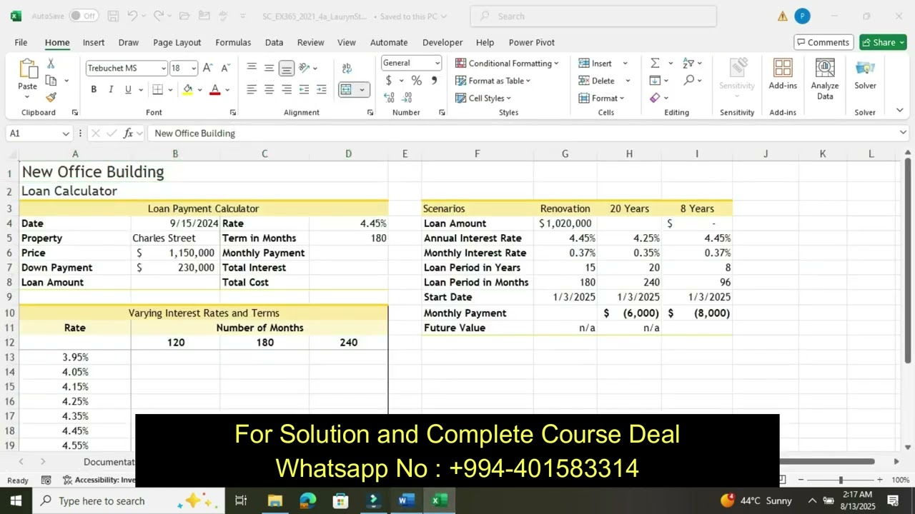 Smith & Lyngate Insurance | Shelly Cashman Excel 365/2021 | Module 4: SAM Project 1a