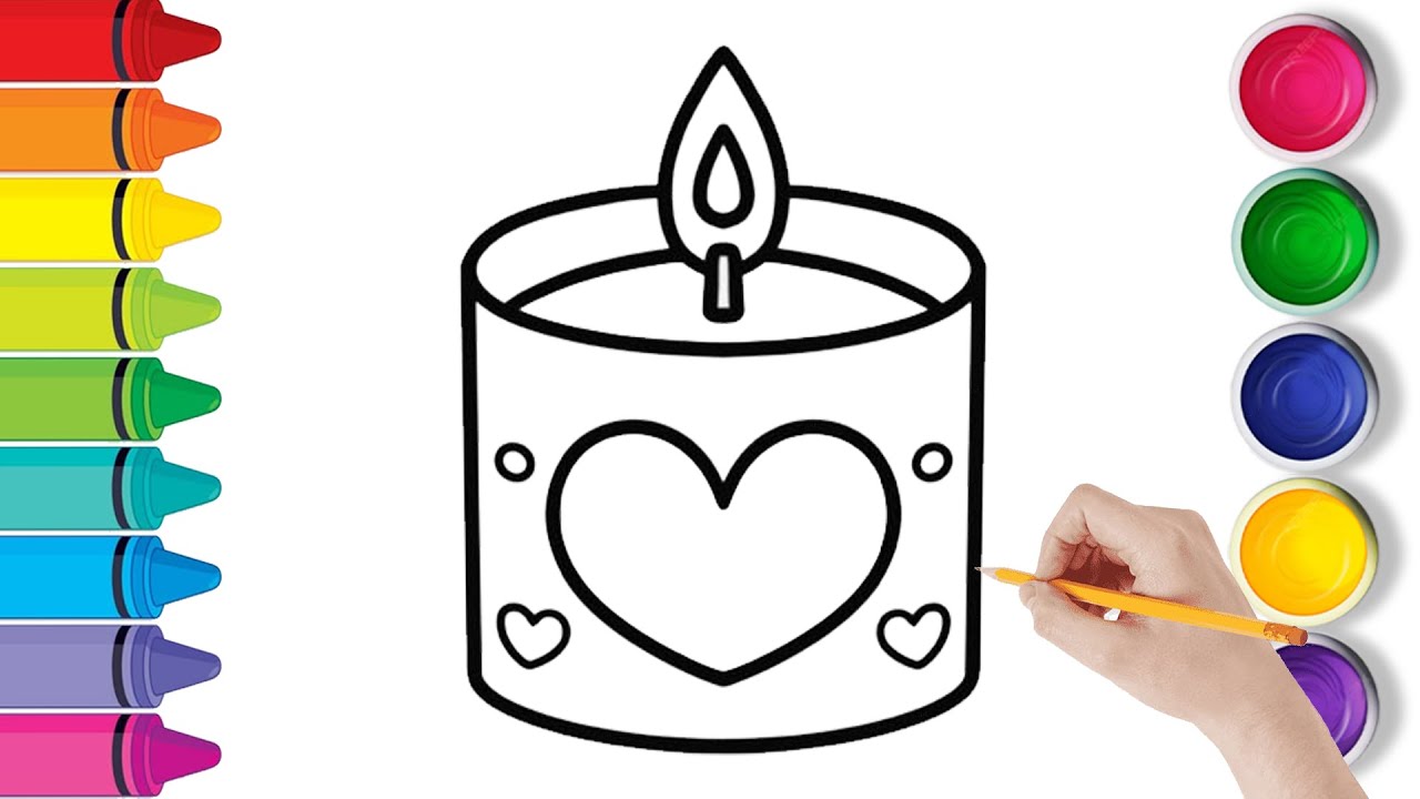 Как нарисовать свечу с сердечком 🕯 ❤️ | Простой рисунок для детей