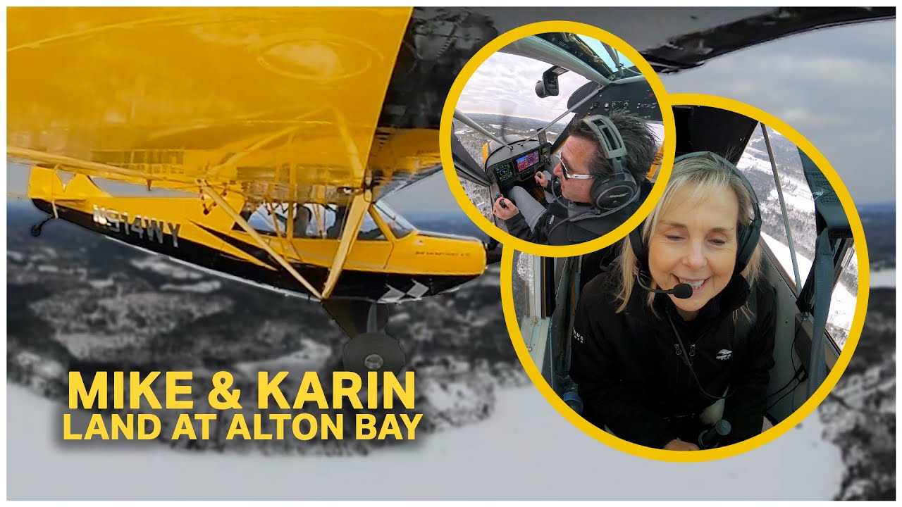 Mike and Karin Fly Their Husky to the Alton Bay Ice Runway!