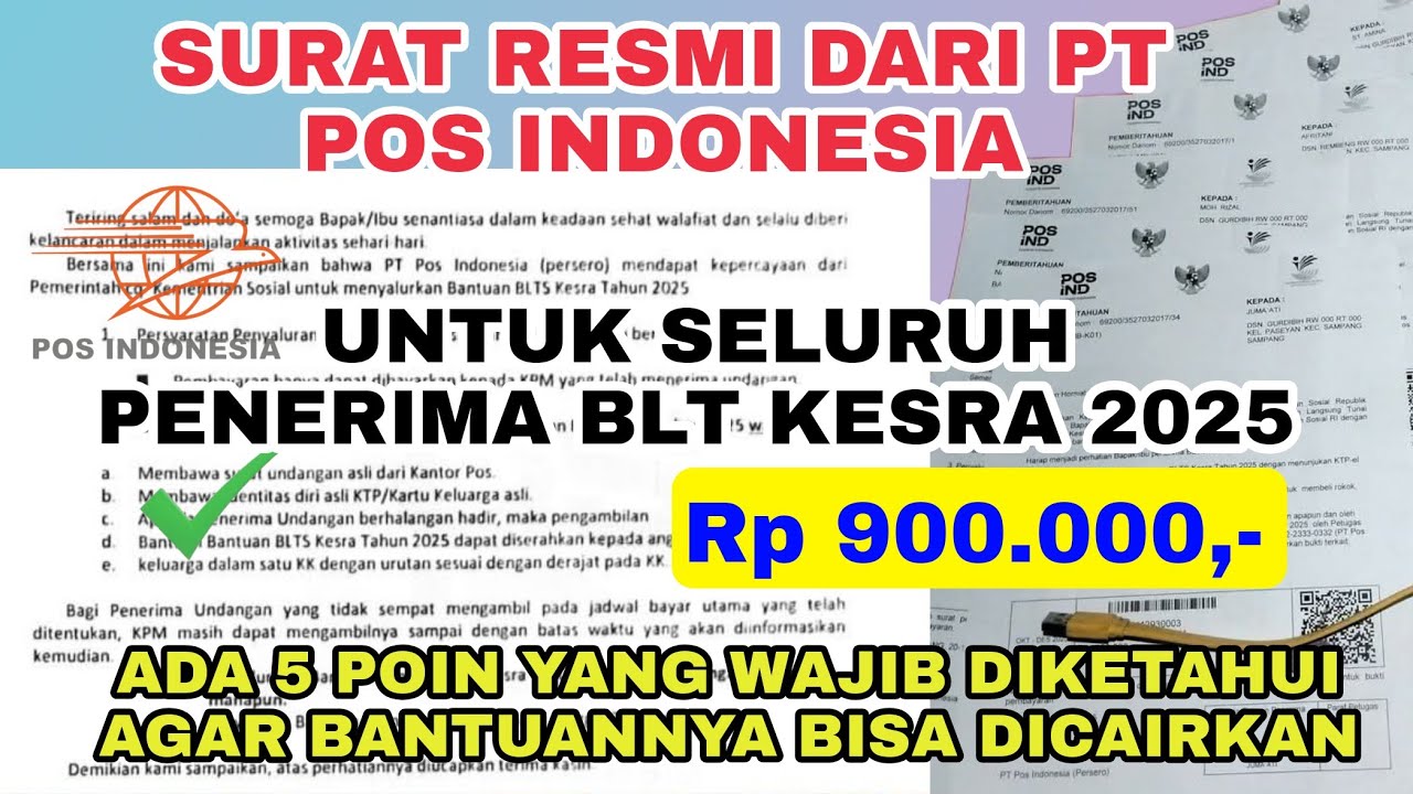 SURAT RESMI DARI PT POS INDONESIA UNTUK PENERIMA BLT KESRA 2025, ADA 5 POIN PENTING YANG WAJIB TAU !