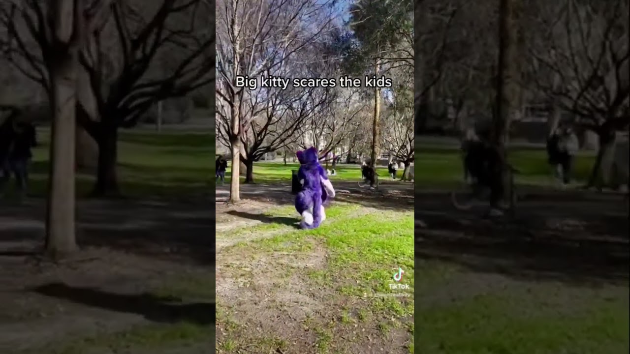 Big kitty scares the kids #fursuit #furry