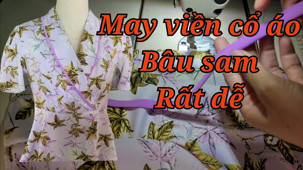 Cách may vải viền khác màu cho cổ áo thêm xinh 