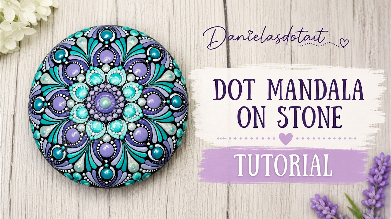 Dot Painting Dot Mandala on stone Tutorial Punktmalerei auf Stein