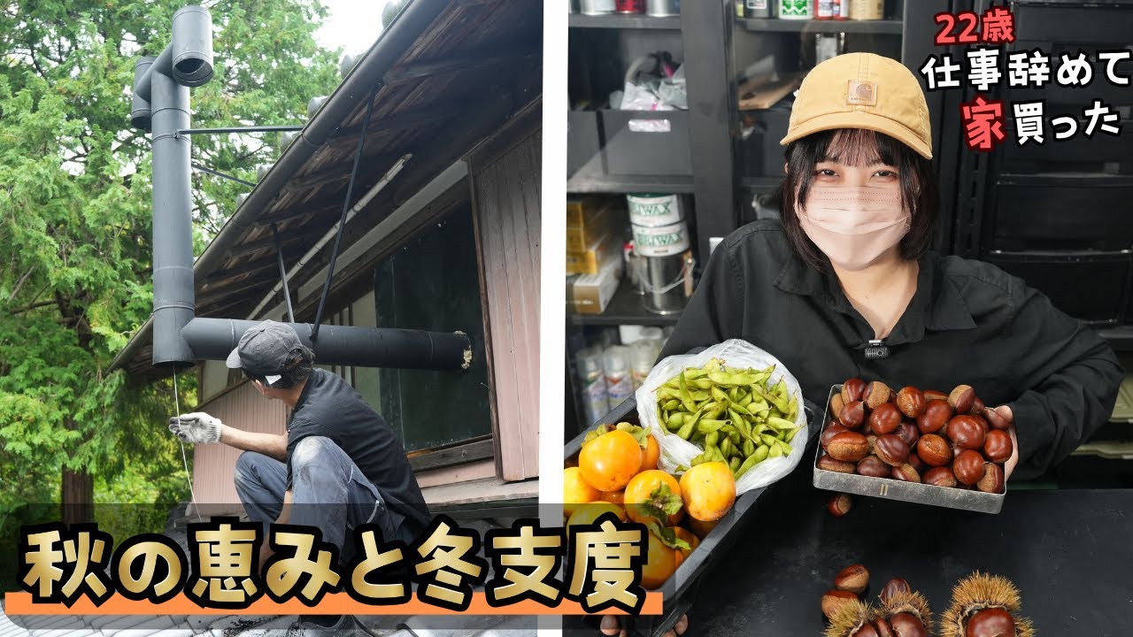 田舎の秋、冬の準備を始めました。｜煙突掃除と庭の収穫｜ハンズマン ガラクタ市 【 22歳仕事辞めて家買った#45】