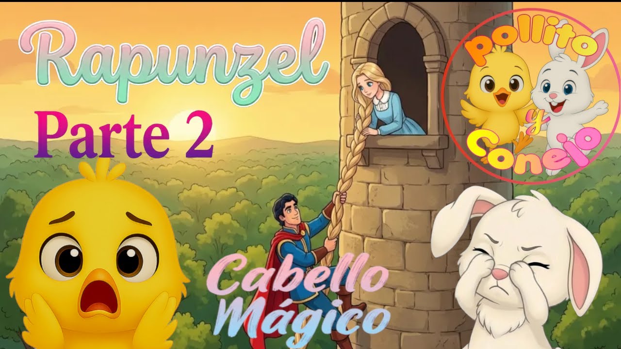 ¡Rapunzel y su cabello eran muy fuertes, Pollito y Conejo te lo cuentan! #rapunzel #cuentos