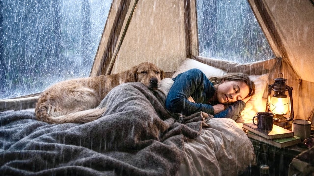 Cozy Rainy Day while Camping | Soothing Rain Ambience to Destress Relax Sleep