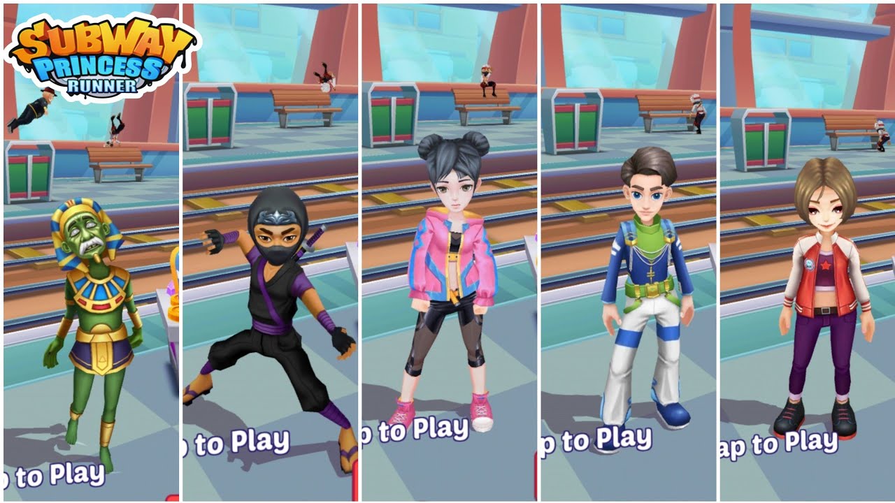 Subway Princess Runner - Ninja, Lucy, Farnk, Darcy, Clown - new gameplay