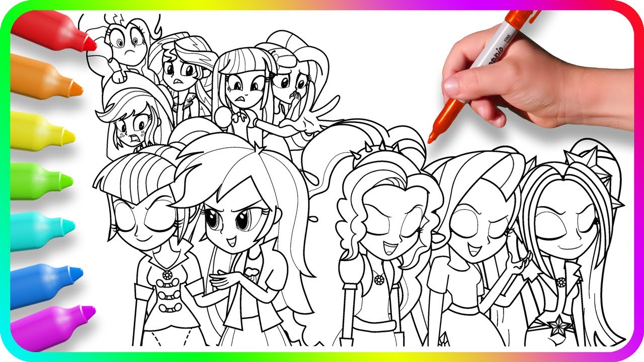 EQUESTRIA GIRLS Coloring Pages - Return of Dazzlings. How to color My Little Pony Mane Seven. MLP