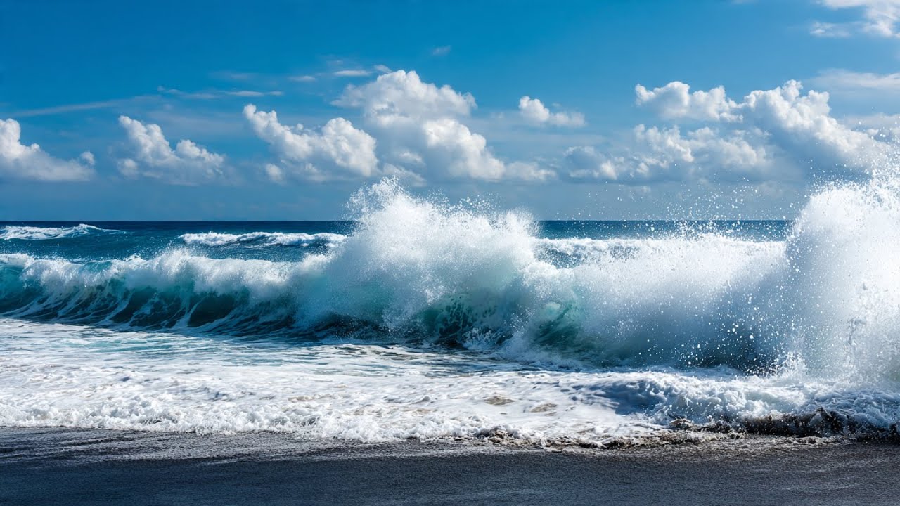 Serene Beach 10 Hours Wave sound, Blue Ocean Waves for Sleep Instantly, Relaxation & Insomnia Relief