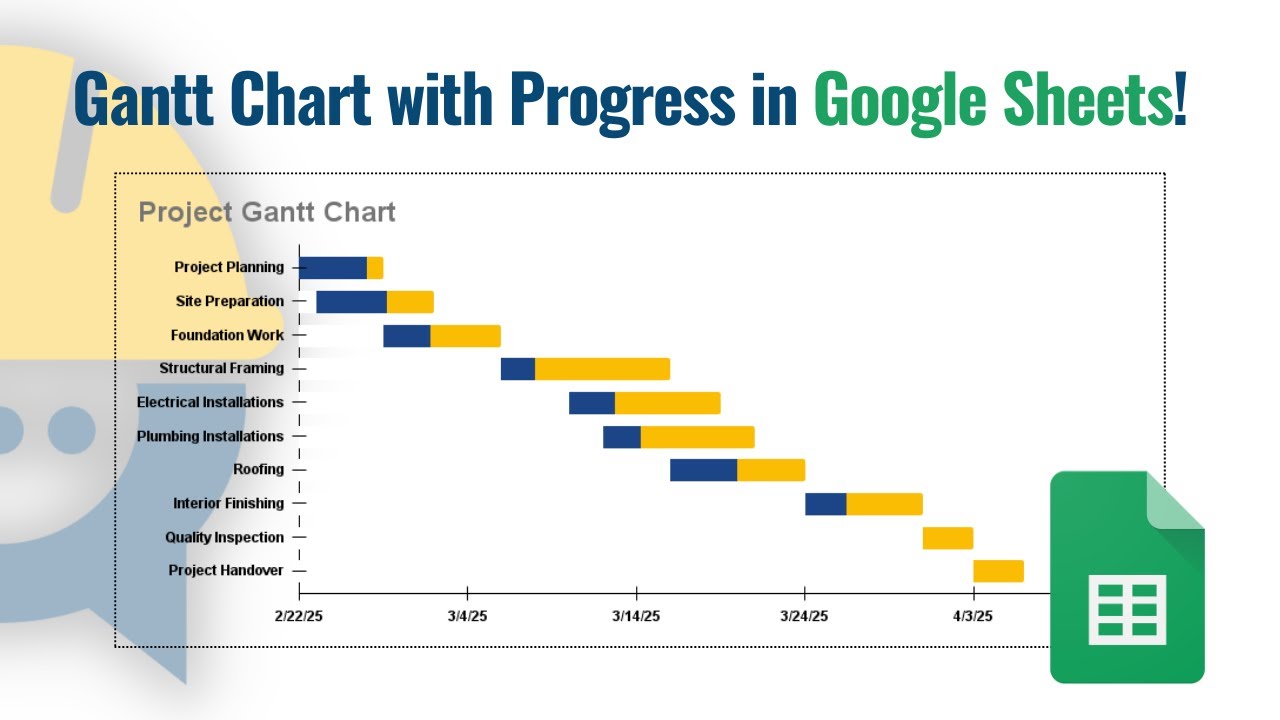 How to Create a Gantt Chart with Progress in Google Sheets | Project Tracking Tutorial