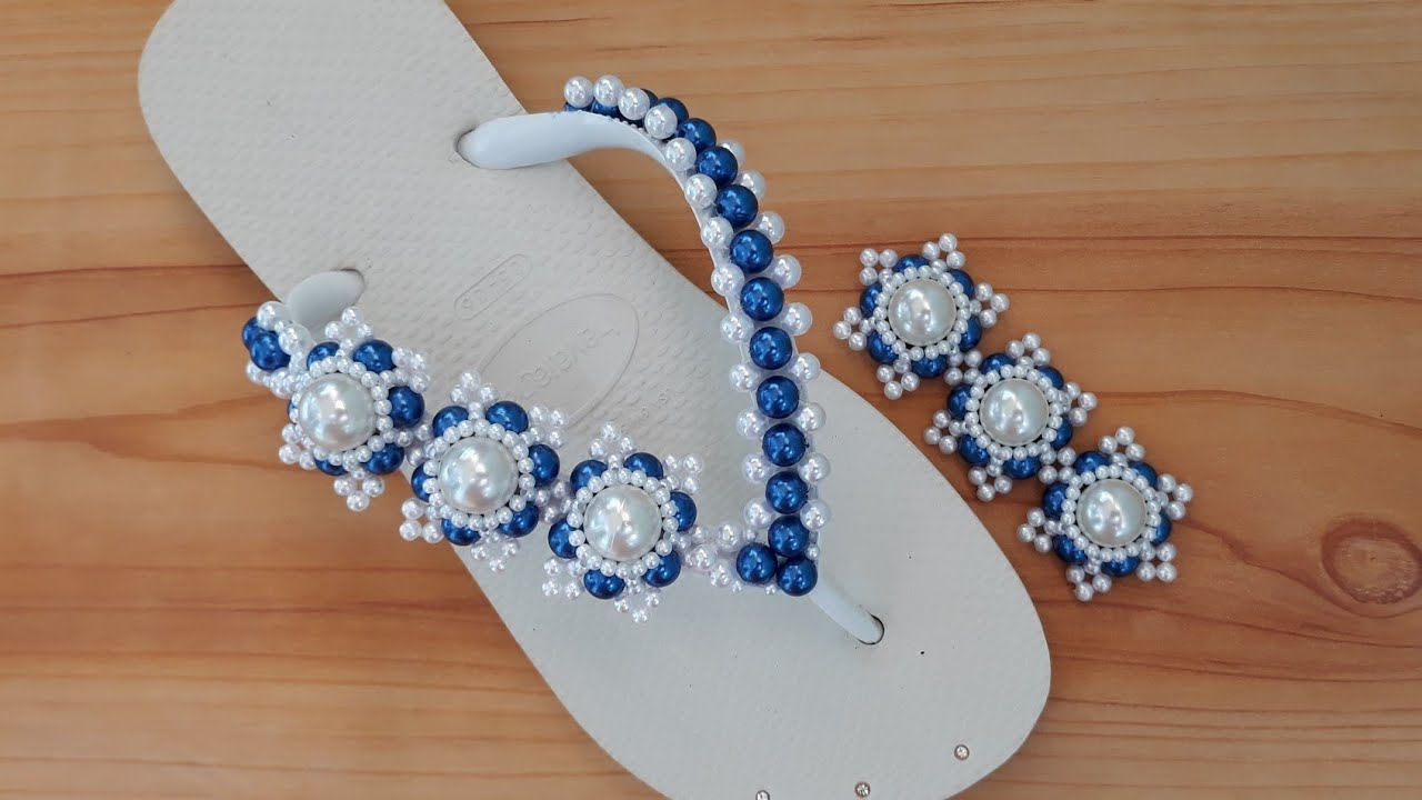 Trama de pérolas Simples- chinelo bordado