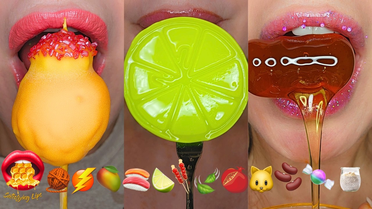 ASMR Satisfying Eating Emoji Food Challenge Mukbang