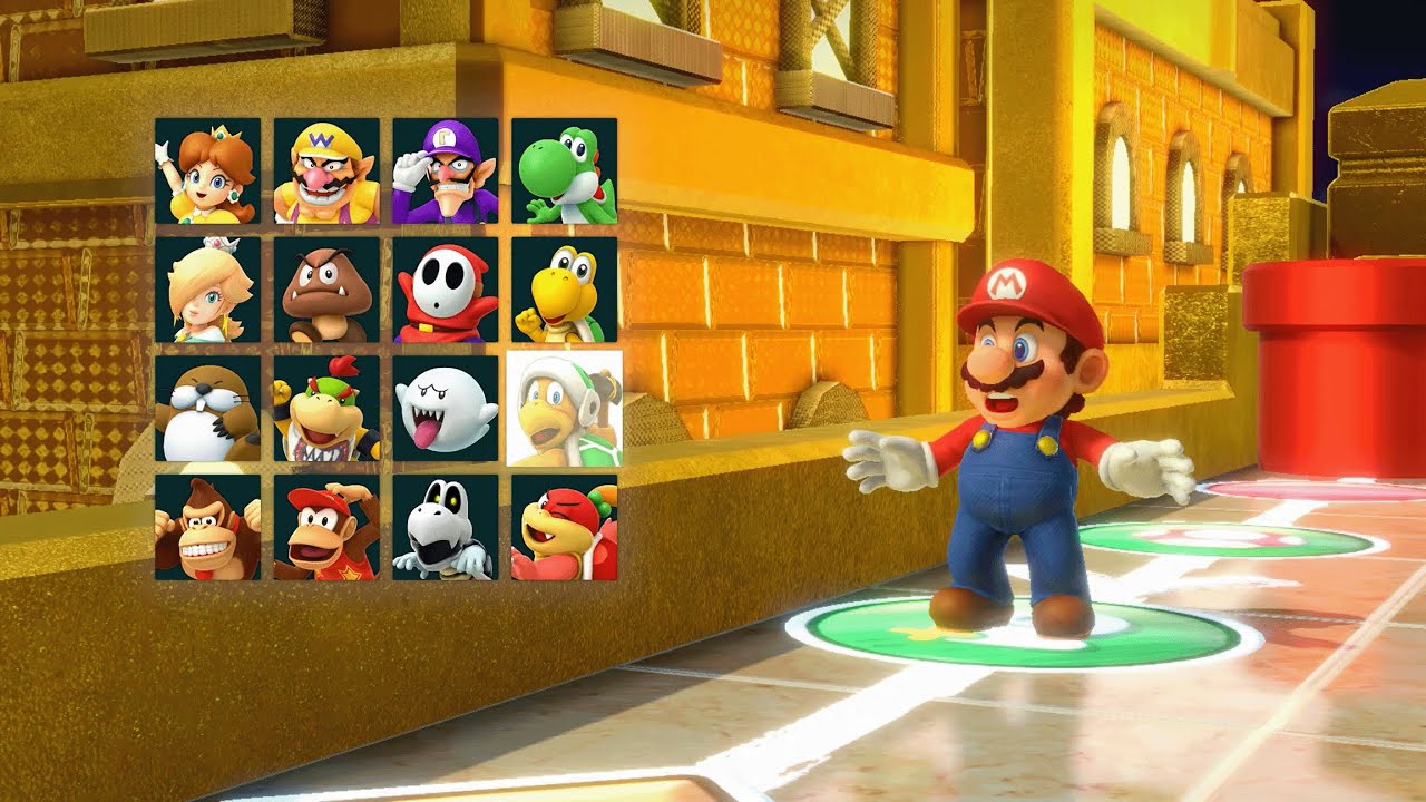 Super Mario Party - Mario vs Luigi vs Bowser vs Peach - Kamek's Tantalizing Tower