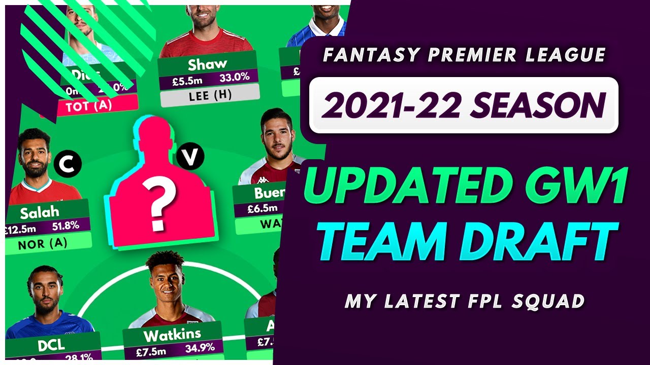 FPL 2021/22: UPDATED GW1 TEAM DRAFT! | My Squad Selection and Strategy for Fantasy Premier League