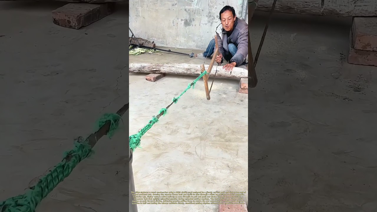 Leveraging Tension: Elastic Cord Eases Manual Log Sawing Labor