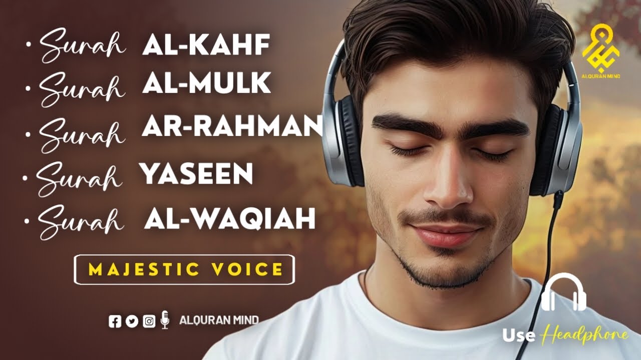 Surah Kahf, Surah Mulk, Surah Rahman, Surah Yaseen (Yasin), Surah Waqiah ✦ Tareq Mohammad