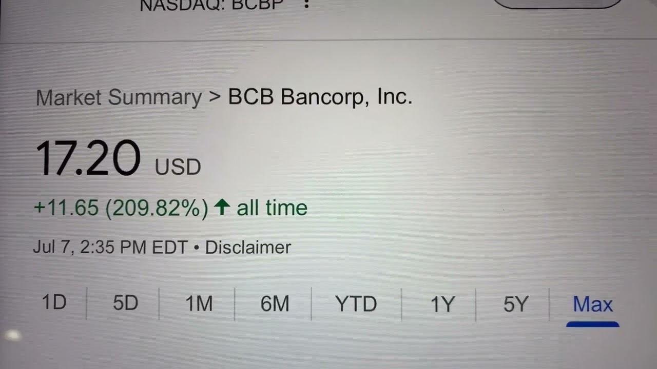 🔴 BCB BANCORP INC. BCBP Stock Trading Facts 🔴