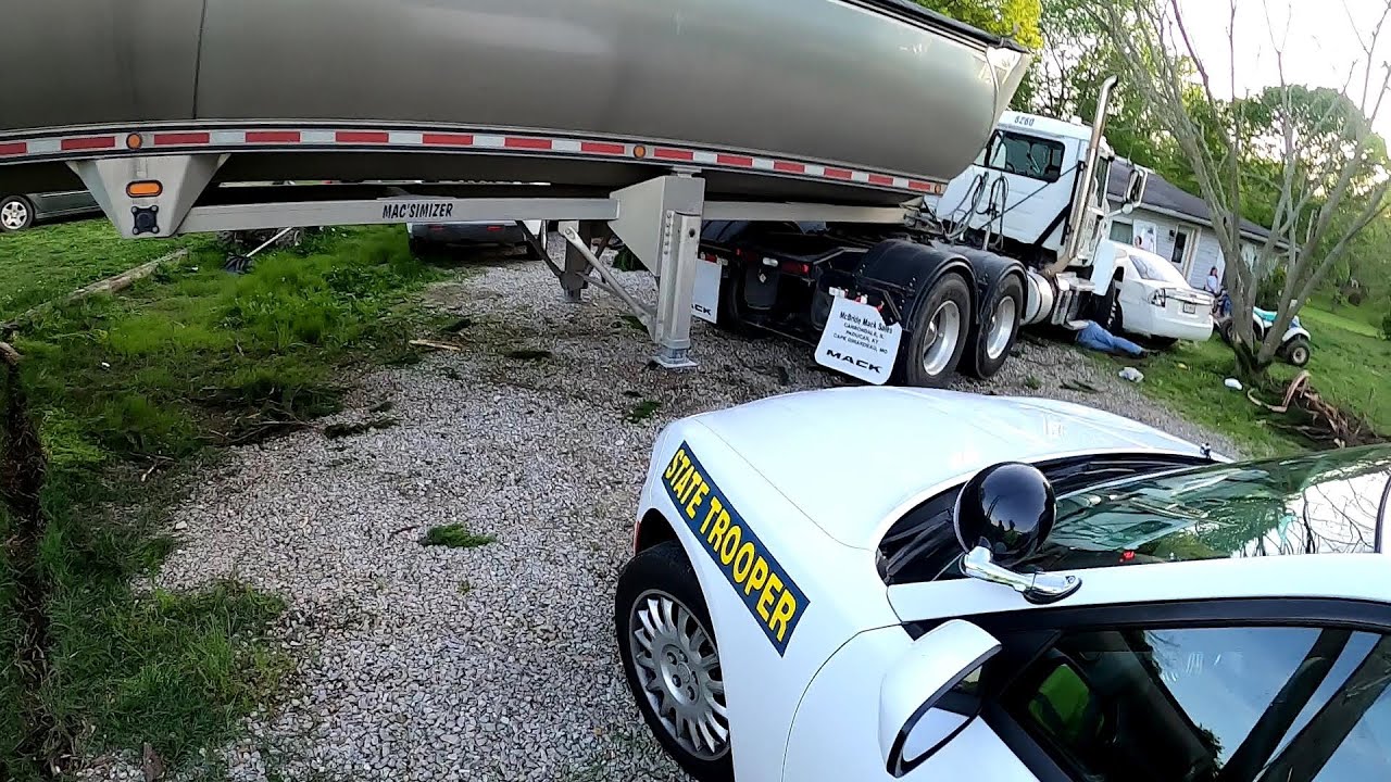NO INJURIES!!!  TRUCK RUNS OFF THE ROAD, HITS TWO CARS, AND ALMOST HITS A HOUSE!!!