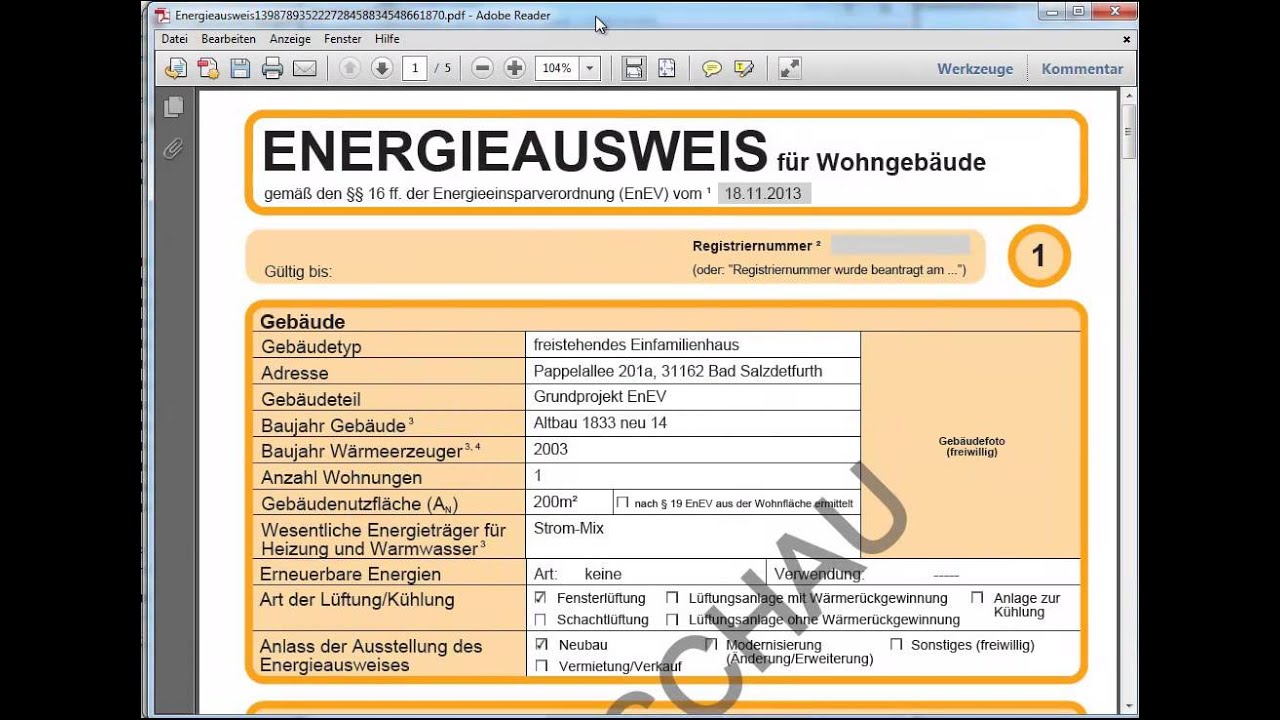 Erstellung von Energieausweisen nach EnEV 2014