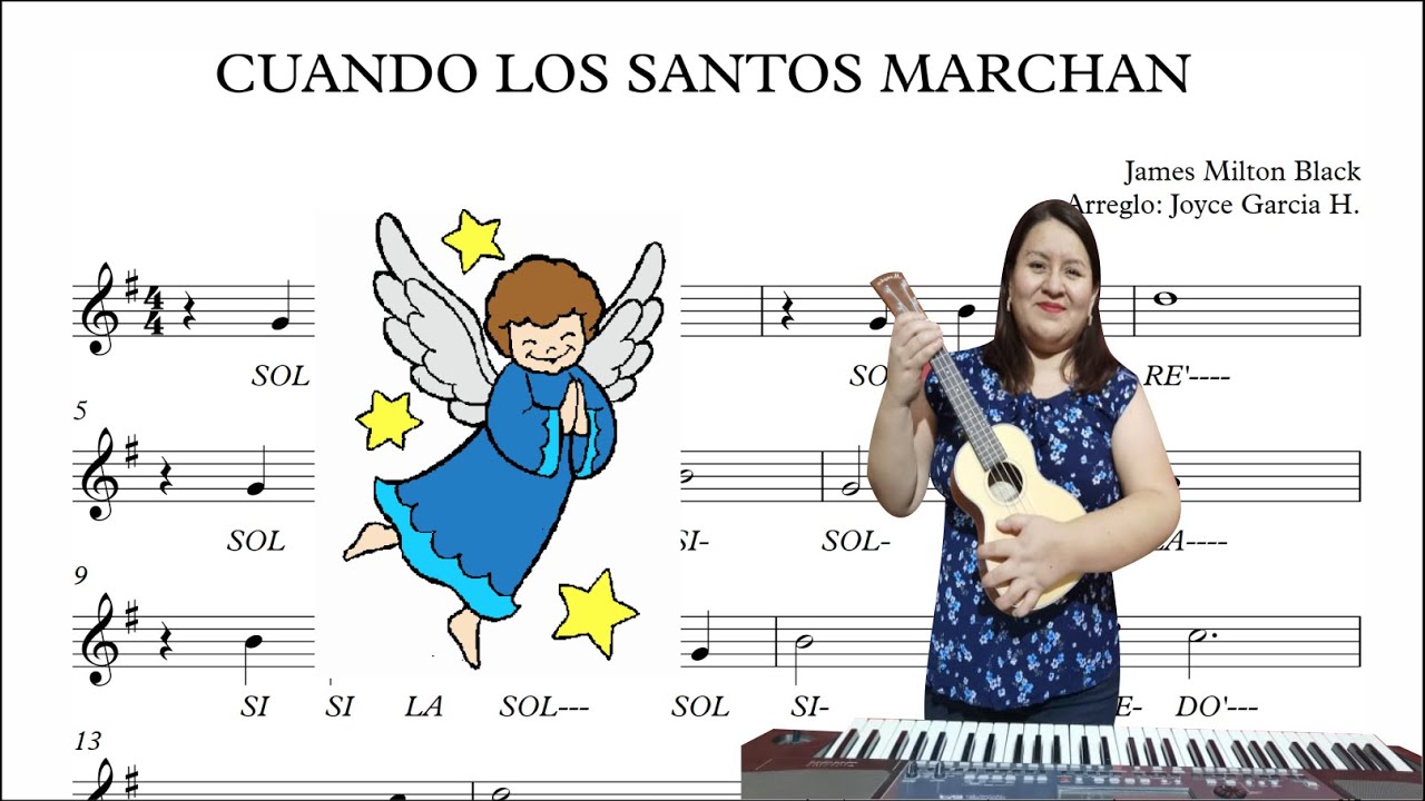 👼🏻🎵✅Cuando los santos marchan - Partitura fácil SOL LA SI DO' Y RE'