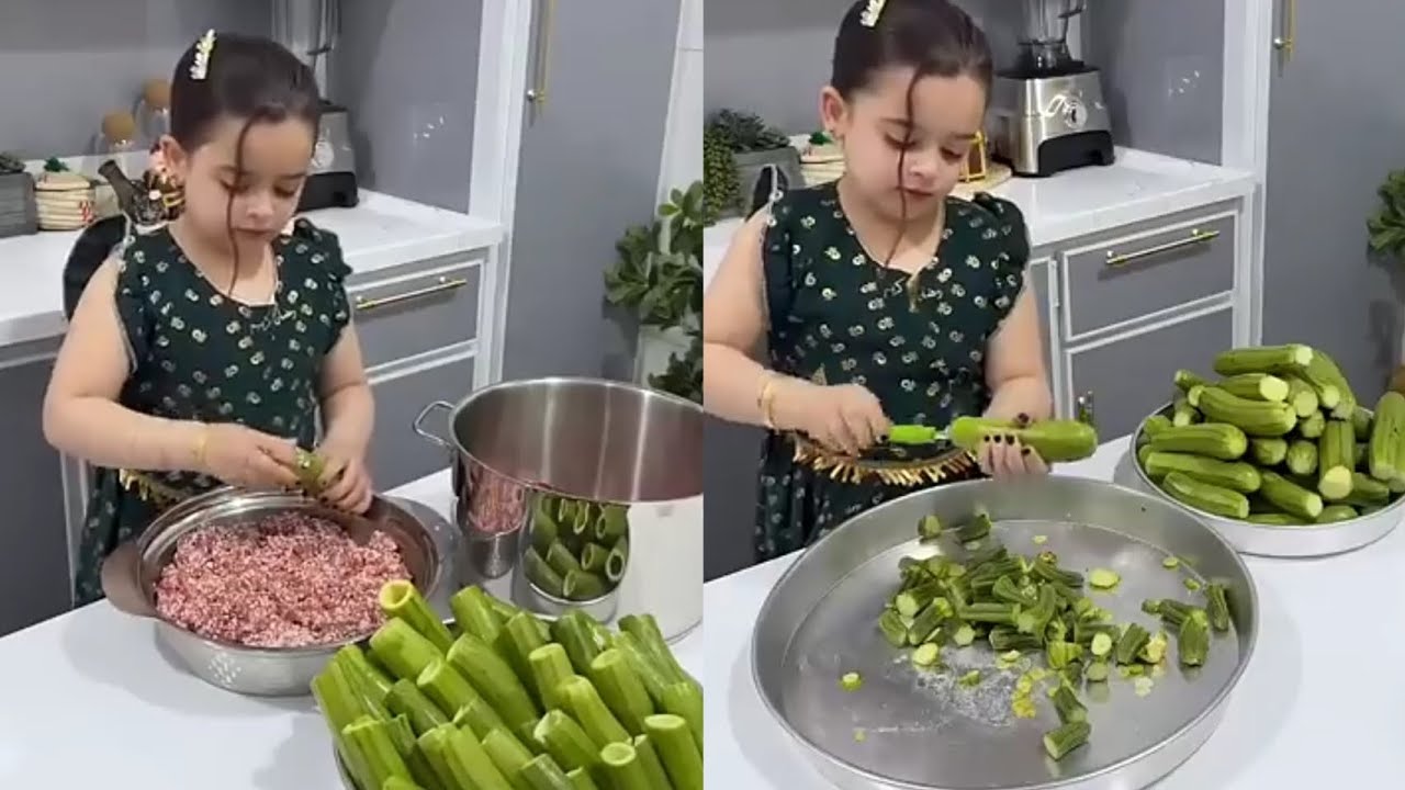 الطفله المعجزه الشيف مرام أصغر طباخه  واجمل محشى كوسه من ايدها 