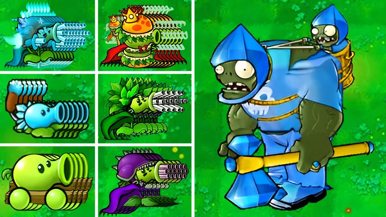 PVZ 1 Hybrid Challenge - 5 All Hybrid Peashooters Vs 1 Diamond Gargantuar - Who Will Win?