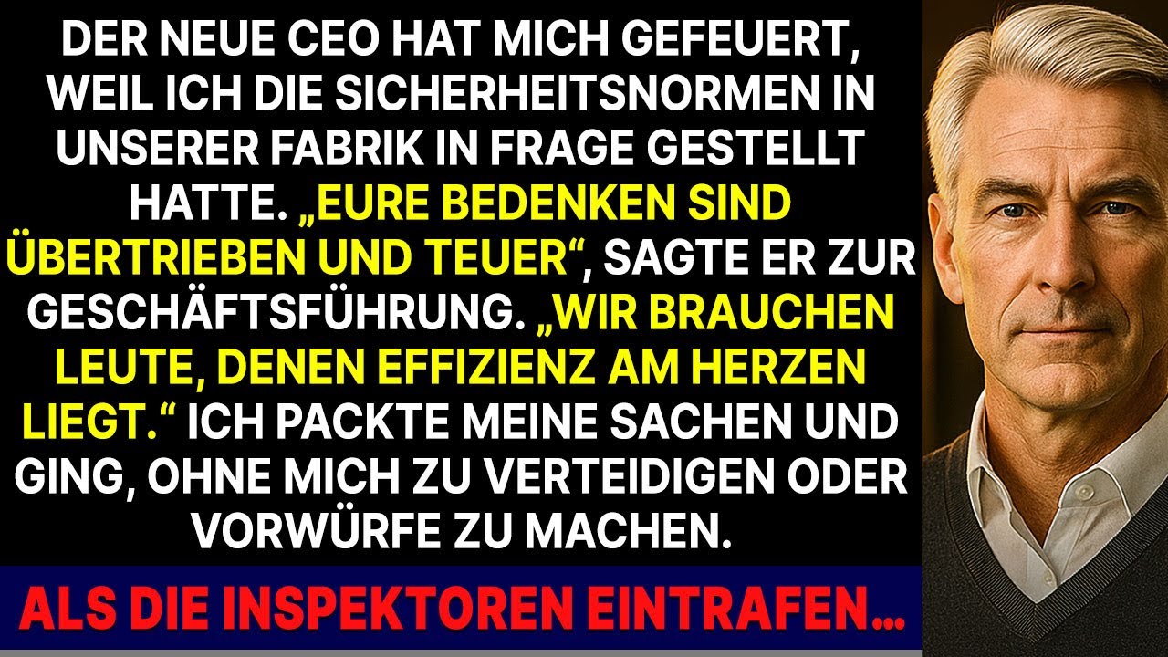 Der neue CEO hat mich gefeuert, weil ich Sicherheitsstandards in Frage gestellt habe...